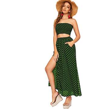 Floerns Summer 2 Piece Outfit Crop Top and Long Skirt Set