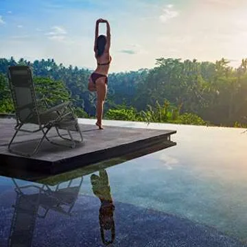 FDW Zero Gravity Lawn Lounge Chairs Set of 2 with Pillow and Cup Holder - Adjustable Reclining Folding Outdoor Chairs for Deck, Beach, Yard