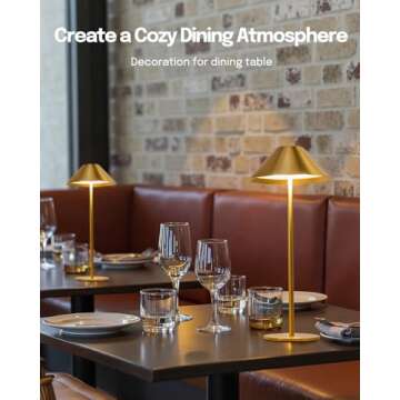 Lalavon Gold Cordless Table Lamp, Battery Operated Lamp 4000mAh, 3 Color Stepless Dimming Touch Lamp, Small Bedside Lamp for Living Room Bedroom Outdoor