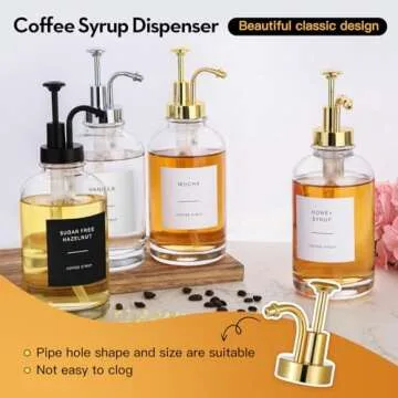 CNWSGEM Coffee Syrup Dispenser,Coffee Bar Accessories,4-Pack,16.9 Ounce,Syrup Dispenser for Coffee Bar,Syrup Dispenser with Pump,Contains Multi-style Labels, Cleaning Tools, Funnel,Pen