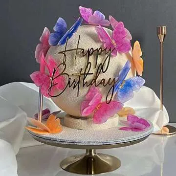 6 Packs Happy Birthday Cake Toppers Side Mirror Acrylic Cake Topper Happy Birthday Cake Decorations Gold Cupcake Toppers Cake Decorating Supplies Kit DIY Cake Decor Cake Tools Birthday Party Supplies