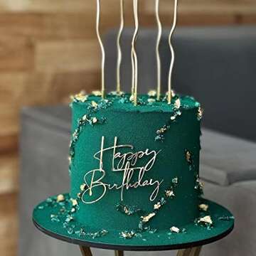 6 Packs Happy Birthday Cake Toppers Side Mirror Acrylic Cake Topper Happy Birthday Cake Decorations Gold Cupcake Toppers Cake Decorating Supplies Kit DIY Cake Decor Cake Tools Birthday Party Supplies