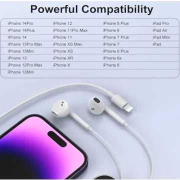 2 Packs Wired Headphones for iPhone 14/13/12/11, Noise Reduction Earbuds with Mic