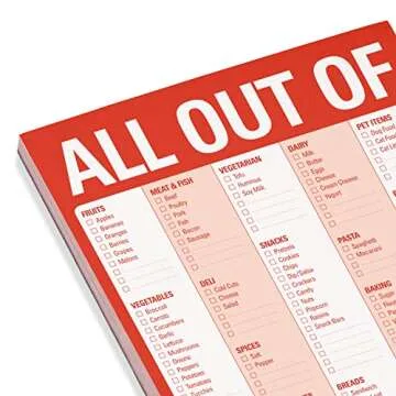 Knock Knock All Out Of Grocery List Notepad 6x9 Red