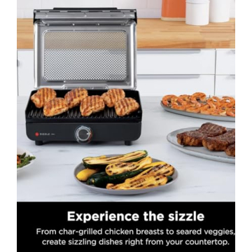Ninja Sizzle Indoor Grill - 500°F Nonstick Large Cooking Plate, Low-Smoke Technology