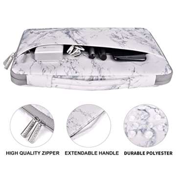 MOSISO Compatible with MacBook Air 13 inch Case 2022 2021 2020 2019 2018 Release A2337 M1 A2179 A1932 Retina Display, Plastic Hard Shell&Bag&Keyboard Skin&Webcam Cover&Screen Protector, White Marble