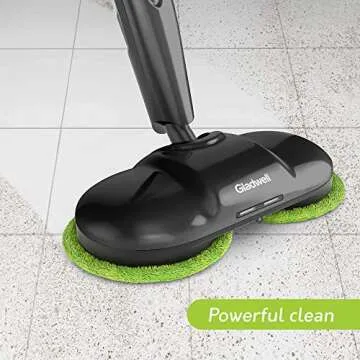 Gladwell Cordless Electric Mop, 3 in 1 Spinner, Scrubber and Waxer Quiet and Powerful Cleaner, Spin Scrubber and Buffer, Polisher for Hard Wood, Tile, Vinyl, Marble And Laminate Floor, Black