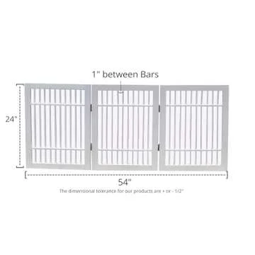 Pet Dog Gate Strong and Durable Freestanding Folding Acacia Hardwood Portable Wooden Fence Indoors or Outdoors by Urnporium (White Pet Gate, 3 Panel 24" Tall)