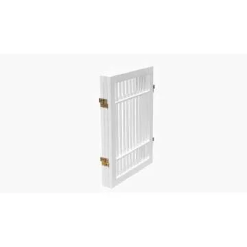 Pet Dog Gate Strong and Durable Freestanding Folding Acacia Hardwood Portable Wooden Fence Indoors or Outdoors by Urnporium (White Pet Gate, 3 Panel 24" Tall)
