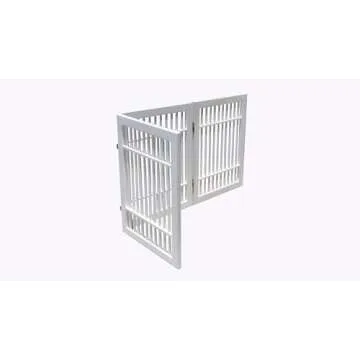 Pet Dog Gate Strong and Durable Freestanding Folding Acacia Hardwood Portable Wooden Fence Indoors or Outdoors by Urnporium (White Pet Gate, 3 Panel 24" Tall)