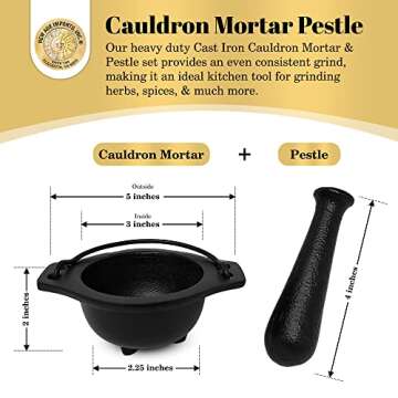 Cast Iron Cauldron Mortar and Pestle Set (MP3-Cauldron Mortar & Pestle)