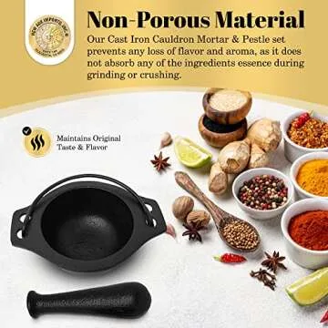 Cast Iron Cauldron Mortar and Pestle Set (MP3-Cauldron Mortar & Pestle)