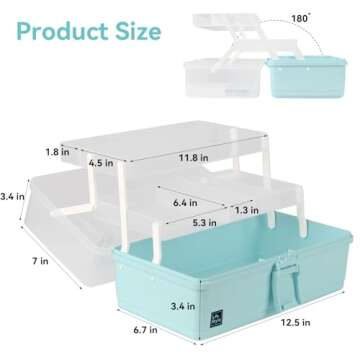 WEWLINE Sewing Storage Organizer Box 13-Inch Art Storage Box Craft Organizer 3-Layers with Handle Cr...