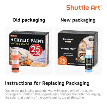 Shuttle Art Acrylic Paint Set, 25 Vintage Colours Acrylic Paints, 2oz/60ml Bottles, Rich Pigmented, ...