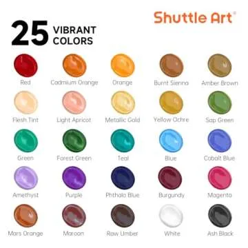 Shuttle Art Acrylic Paint Set, 25 Vintage Colours Acrylic Paints, 2oz/60ml Bottles, Rich Pigmented, Premium Acrylic Paints for Artists, Beginners and Kids on Rocks Crafts Canvas Wood Ceramic
