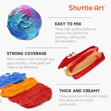 Shuttle Art Acrylic Paint Set, 25 Vintage Colours Acrylic Paints, 2oz/60ml Bottles, Rich Pigmented, Premium Acrylic Paints for Artists, Beginners and Kids on Rocks Crafts Canvas Wood Ceramic