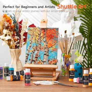Shuttle Art Acrylic Paint Set, 25 Vintage Colours Acrylic Paints, 2oz/60ml Bottles, Rich Pigmented, Premium Acrylic Paints for Artists, Beginners and Kids on Rocks Crafts Canvas Wood Ceramic