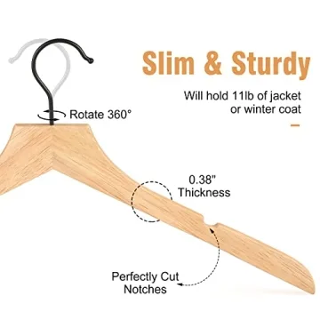 TOPIA HANGER Wooden Hangers 20 Pack - Eco-Friendly & Stylish