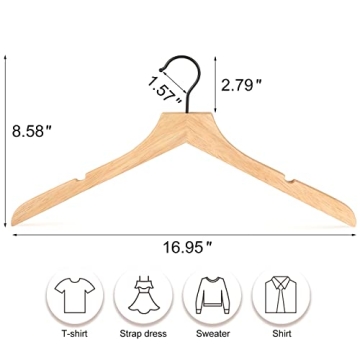 TOPIA HANGER Wooden Hangers 20 Pack - Eco-Friendly & Stylish
