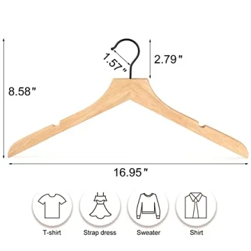 TOPIA HANGER Wooden Hangers 20 Pack - Eco-Friendly & Stylish