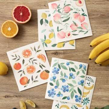 RECYCO Swedish Dishcloths for Kitchen | 5 Pack Washable Dish Rags | Cellulose Reusable Cleaning Pape...