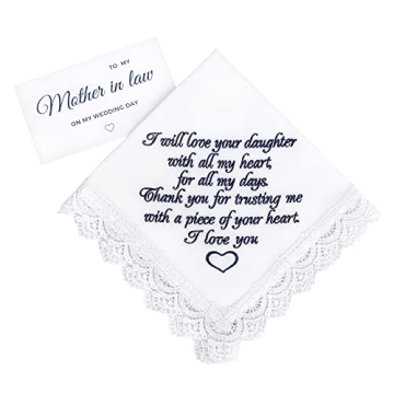 Mother of the Bride Handkerchief from Groom Embroidered Wedding gifts for Mom from New Son Wedding K...