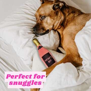 Plush Dog Toy Mom's BFF - Puppy Toy, Squeaky Toy, Champagne Pet Toy, Pink, Dog Gift, Puppy Gift, Wine Bottle Toy, Mom's Best Friend