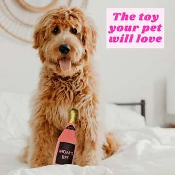 Plush Dog Toy Mom's BFF - Puppy Toy, Squeaky Toy, Champagne Pet Toy, Pink, Dog Gift, Puppy Gift, Wine Bottle Toy, Mom's Best Friend