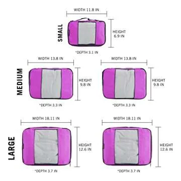 TravelWise Luggage Packing Organization Cubes 5 Pack, Pink, 1 Small, 2 Medium, 2 Large