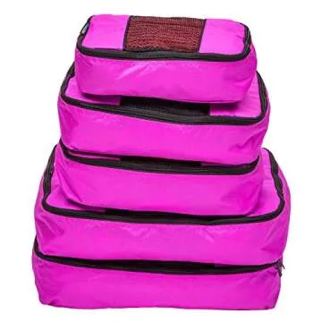 TravelWise Luggage Packing Organization Cubes 5 Pack, Pink, 1 Small, 2 Medium, 2 Large