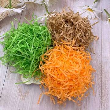 Suponey 12 Colors Easter Grass Raffia Paper Shreds Easter Basket Grass Paper Filler for Easter Gift Wrap Easter Party Decoration