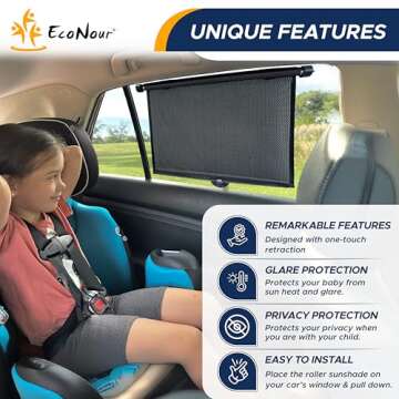 EcoNour Car Window Shades for Baby - Ultimate UV Shield