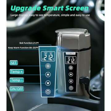 BLONGKY Portable Electric Car Kettle: 12V/24V Kettle Mini Water Boiler for Car Heated Travel Mug,Sma...