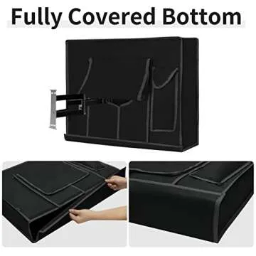 Waterproof Outdoor TV Cover for 65-70 inch TV with Bottom Cover, Thick Fabric, Dustproof and Weatherproof TV Cover with Remote Control Pocket, Black