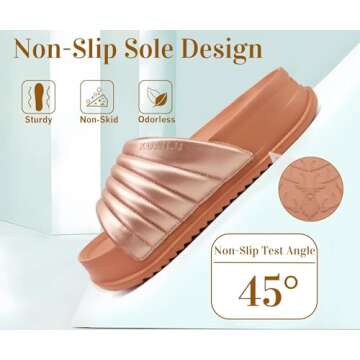 KuaiLu Womens Sandals with Arch Support Orthopedic Slippers Comfortable Lightweight Cushion Recovery Slides Summer Fashion Leather Casual Plantar Fasciitis Shoes Indoor Outdoor Size Gold 8