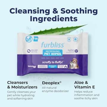 Vetnique Furbliss Pet Wipes for All Pets - Hypoallergenic & Thick