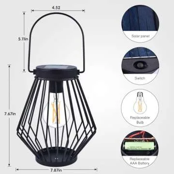 Stylish Kelvinlux Solar Lantern Outdoor Hanging 2PK