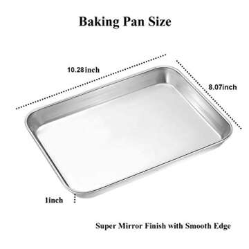 Wildone Baking Sheet Set of 2 - Stainless Steel Cookie Sheet Baking Pan, Size 10 x 8 x 1 inch, Non T...