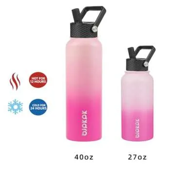 BJPKPK 40oz Stainless Steel Insulated Water Bottle with 3 Lids, Sakura - BPA Free Leakproof Thermos Bottle for Sports & Gym