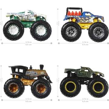 Hot Wheels Monster Trucks 4-Pack - 1:64 Scale Fun for Kids