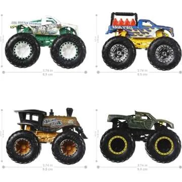 Hot Wheels Monster Trucks 4-Pack - 1:64 Scale Fun for Kids