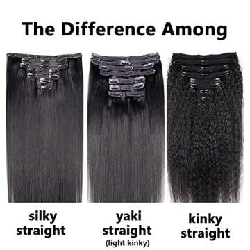 Mihugass Clip In Hair Extensions for Black Women - 20 Inch Yaki Straight