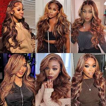 Kucmir 13x6 Highlight Ombre Lace Front Wig Human Hair 22 Inch Body Wave Honey Blonde Glueless Pre Plucked HD Lace Front Wigs for Women 180 Density