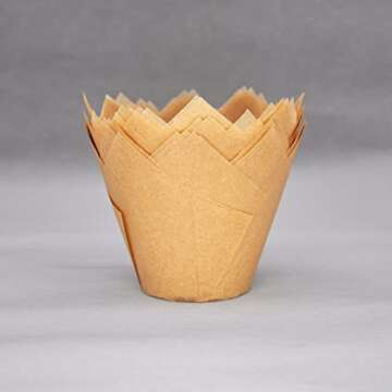 QLSmypkg Extra Large Jumbo Muffin Greaseproof paper Baking cupcake cups, 2-1/4" x 3-3/4" Natural Tulip Baking Cup Case of 125 pcs (Extra Large) (125)