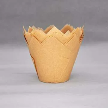 QLSmypkg Extra Large Jumbo Muffin Greaseproof paper Baking cupcake cups, 2-1/4" x 3-3/4" Natural Tulip Baking Cup Case of 125 pcs (Extra Large) (125)