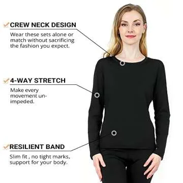 HEROBIKER Women's Thermal Underwear Set - Ultra Soft Thermal Shirt Long Johns with Fleece Lined - Wi...
