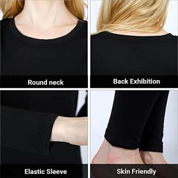 HEROBIKER Women's Thermal Underwear Set, Ultra Soft Thermal Shirt Long Johns with Fleece lined - Winter Base Layer Sets（L, Black