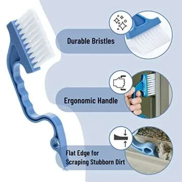 Slick Window Track Cleaning Brush, Ergonomic & Multi-Purpose 2-Pack