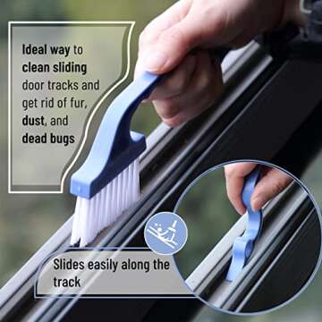 Slick Window Track Cleaning Brush, Ergonomic & Multi-Purpose 2-Pack