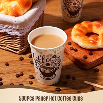 Gerrii 500 Pack Disposable Coffee Cups, Paper Coffee Cups Hot/Cold Beverage Drinking Cups for Everyday Use, Party, Picnic, Cafe, Catering, and Events (12 oz)